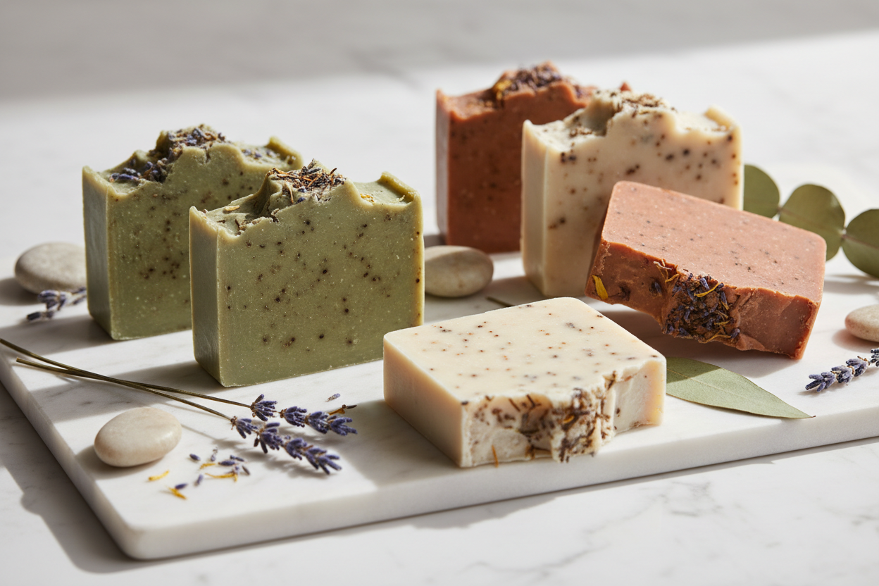 Handcrafted vegan soap bars with lavender and botanicals - Jask Beauty Essentials