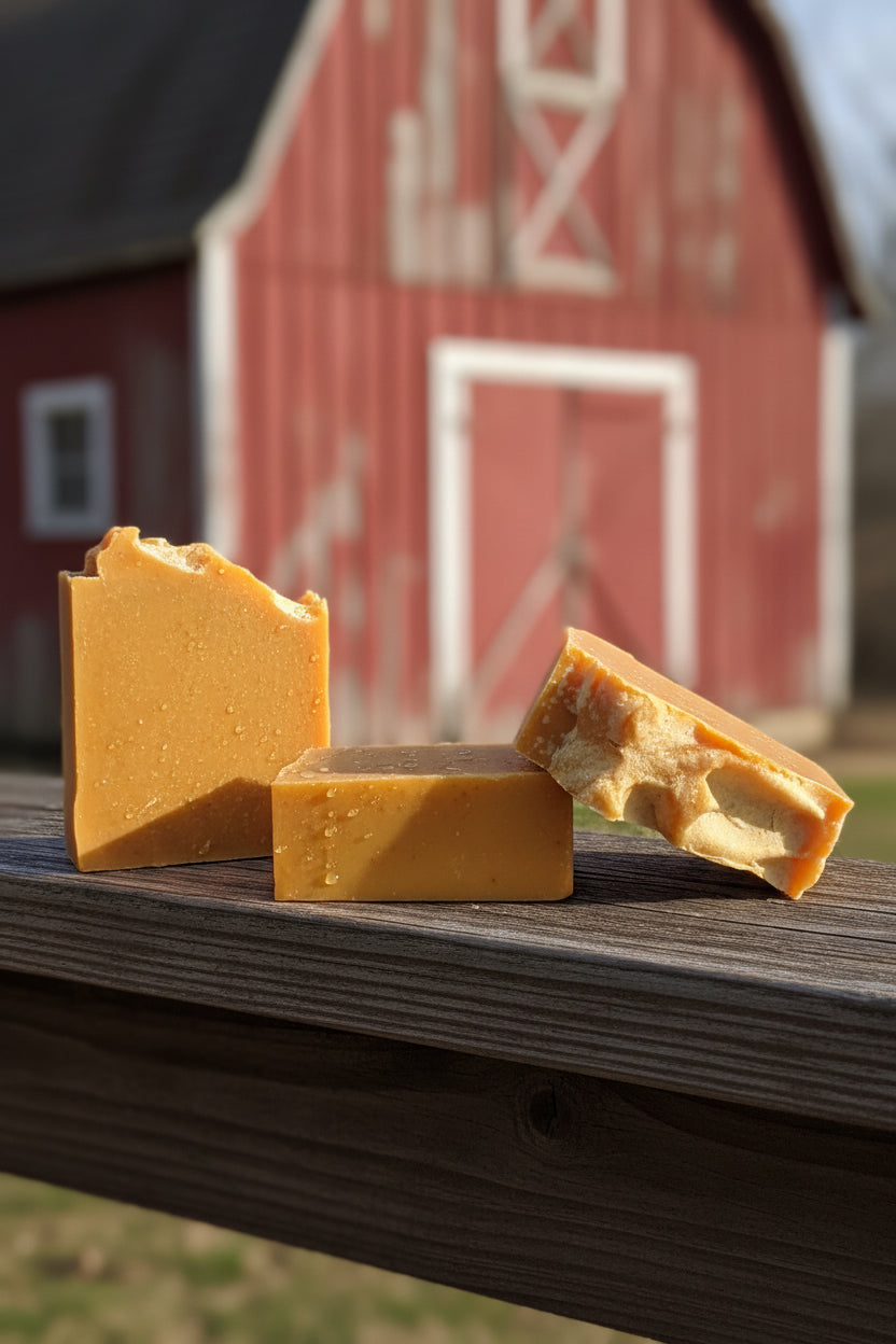 Turmeric Goat Milk Tallow Bar Soap with Colloidal Oats lathering