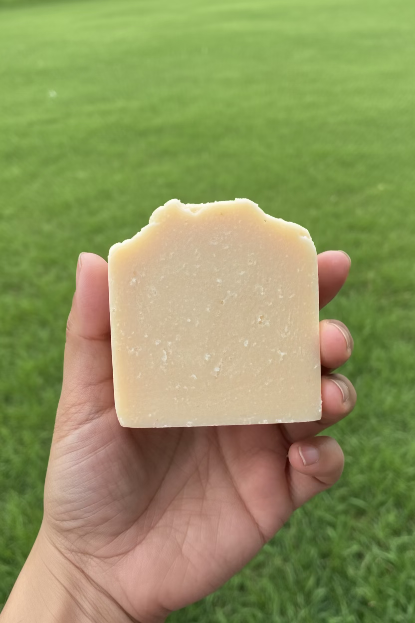 Tallow and Honey Soap with Grass background