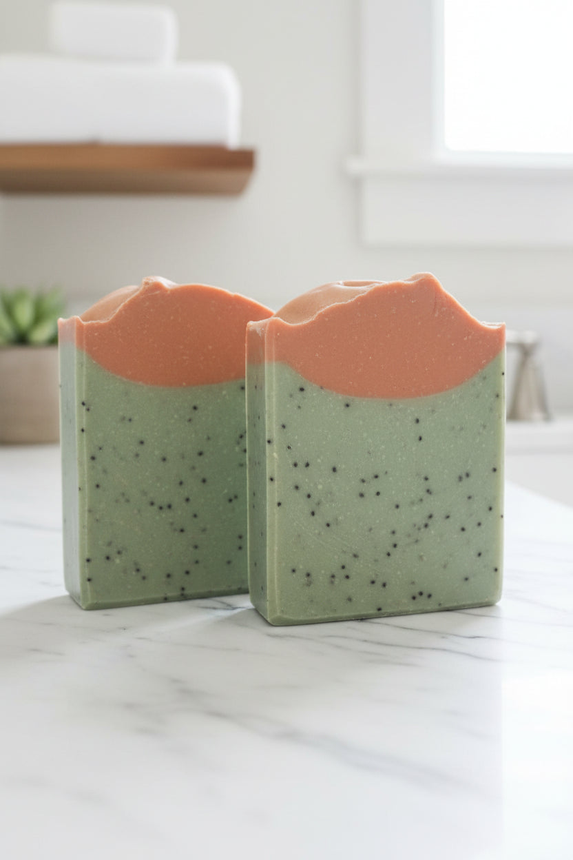 Watermelon Goat Milk Tallow Soap Bar on a white background
